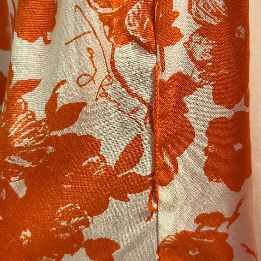 Tory Burch Silk Orange Floral Key Hole Long Sleeve Shift Dress - Picture 10 of 10